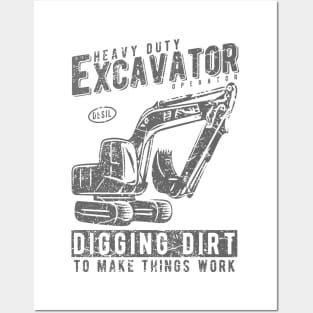 Excavator Heavy Equipment Posters and Art